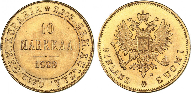 Russia - Grand Duchy of Finland 10 markkaa 1882 S
3.22 g. UNC/UNC Mint luster. ...