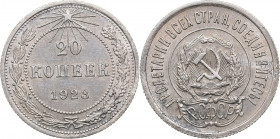 Russia - USSR 20 kopeks 1923
3.55 g. AU/AU Mint luster. Fedorin# 6.