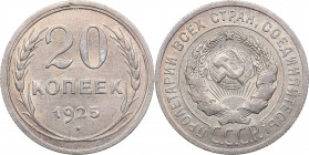 Russia - USSR 20 kopeks 1925
3.49 g. XF/VF Mint luster. Fedorin# 10.