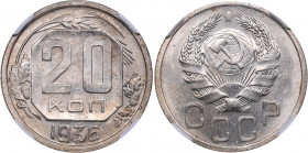 Russia - USSR 20 kopeks 1936 - NGC UNC DETAILS
Mint luster. Fedorin 34.