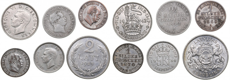 Germany, Latvia, Great Britain coins (6)
VF-AU