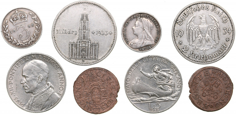 Germany, Vatican, Great Britain, Livonia coins (4)
VF-AU