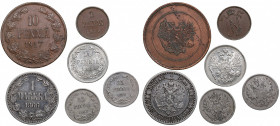 Russia - Grand Duchy of Finland coins lot (6)
VF-AU