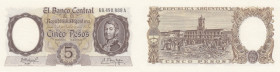 Argentina 5 pesos 1960-62
Pick# 275. UNC