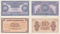 Austria 20 & 50 shillings 1944
Pick# 107,109. AU