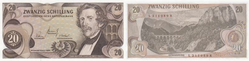 Austria 20 shillings 1967
Pick# 142. UNC