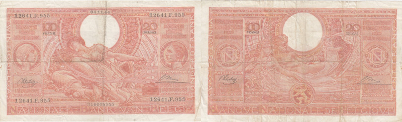 Belgium 100 francs= 20 belgas 1944
Pick# 114. VF