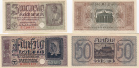 Germany 20 & 50 reichsmark 1940-45
Pick# R139, 140. AU