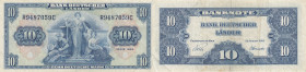 Germany 10 mark 1949
Pick# 16a. VF