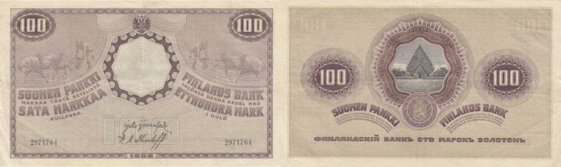 Finland - Russia 100 markkaa 1909
Pick# 22. VF