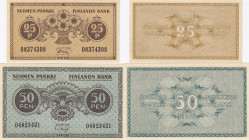 Finland 25 & 50 penni 1918
Pick# 33,34. UNC