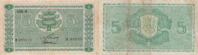 Finland 5 markka 1939 litt D
Pick# 69. VF