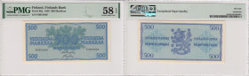 Finland 500 markkaa 1956 - PMG 58 EPQ
Pick# 96a. Rare condition!