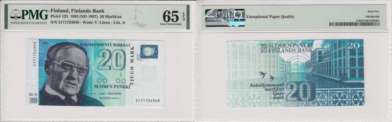 Finland 20 markkaa 1993 - PMG 65 EPQ
Pick# 123.