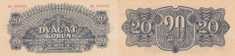 Czechoslovakia 20 korun 1944 - specimen
Pick# 47s. XF
