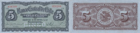 Chile 5 pesos 1928
Pick# 82. VF