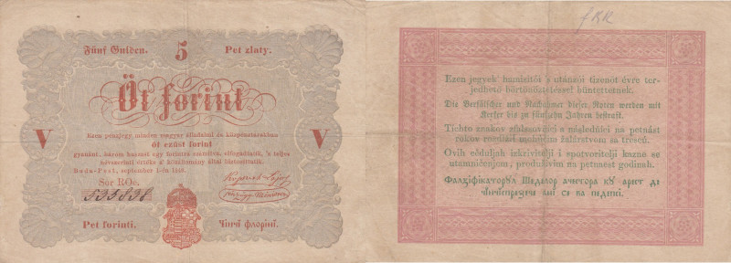 Hungary 5 forint 1848
Pick# S116a. VF