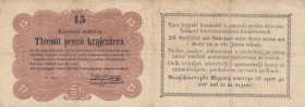 Hungary 15 pengö krajczarra 1849
Pick# S121. F