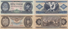 Hungary 20 & 50 forint 1965
Pick# 169d, 170a. UNC