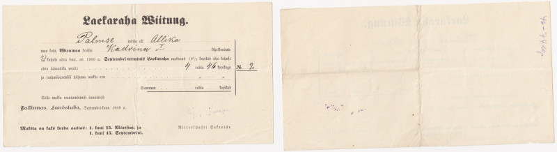 Russia - Estonia - Reval receipt 1909
VF+