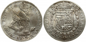 Austria 1 Thaler ND(1564-1595) Hall. Type Rare. Ferdinand Archduke of Austria (1564-1595). Averse: Crowned and armored bust right holding sword and sc...