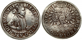 Austria 2 Thaler 1626 Hall Archduke Leopold(1626-1632). Averse: Crowned half figure holding sword and orb right. Reverse: Crowned arms with Order chai...