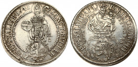 Austria SALZBURG 1 Thaler 1641 Paris von Lodron(1619 - 1653). Averse: Madonna above shield of arms. Reverse: St. Rupert standing facing. Silver. Small...