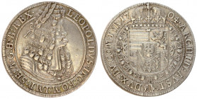 Austria 1 Thaler 1704 Hall. Leopold I (1657-1705). Averse: Old laureate bust right in inner circle. Averse Legend: LEOPOLDVS D: G: ROM: IMP: SE: A: G:...