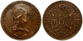 Austria 6 Kreuzer 1800B Franz II (I)(1792 - 1835). Averse: Head right. Averse Legend: FRANZ • II • ROM • KAI • KON • Z • HU • U • BO • ERZH • Z • OEST...