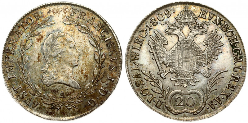 Austria 20 Kreuzer 1809A Franz I (1792-1835). Averse: Laureate head right within...