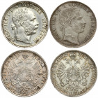 Austria 1 Florin 1862A & 1889 Franz Joseph I(1848-1916). Averse: Laureate head right. Reverse: Crowned imperial double eagle. Silver. KM 2219; 2222. L...