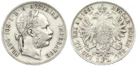 Austria 1 Florin 1891 Franz Joseph I(1848-1916). Averse: Laureate head right. Reverse: Crowned imperial double eagle. Silver. KM 2222