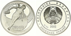 Belarus 20 Roubles 2005 Sport - Tennis. Averse: National arms. Reverse: Female tennis player. Silver. KM 102