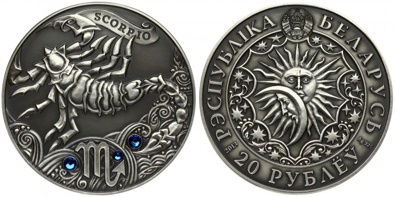 Belarus 20 Roubles 2013 Scorpion. Averse Lettering: РЭСПУБЛIКА БЕЛАРУСЬ 2013 20 ...