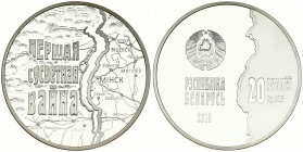 Belarus 20 Roubles 2014 The First World War. Averse: National arms above date. denomination at right. Reverse: Map of boarder. Edge Description: Reede...