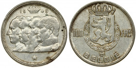 Belgium 100 Francs 1949 Leopold III (1934-1950). Averse: Crowned arms within wreath divide denomination; legend in Dutch. Averse Legend: BELGIE. Rever...