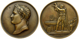France Medal (1811) Baptism of the King of Rome. Averse legend: Anepigrapher. Averse description: Laureate head on the left of Napoleon I; signed: AND...