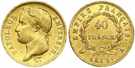 France 40 Francs 1812A Napoleon I(1804-1815). Averse: Laureate head right. Averse Legend: NAPOLEON EMPEREUR. Reverse: Denomination within wreath. Reve...