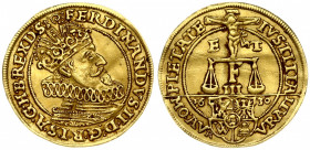 Germany BRESLAU 1 Ducat 1630 Ferdinand II(1619-1637). Averse: Christ on cross; balance scale over date divided by arms. Reverse: Crowned bust of Ferdi...