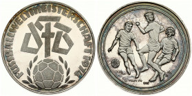 Germany Football Medal World Cup 1974. Soccer medal in silver World Cup 1974. Averse: Figure three soccer players Soccer lettering 1000 equals silver....