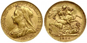Great Britain 1 Sovereign 1900 Victoria(1837-1801). Averse: Mature draped bust left. Averse Legend: VICTORIA • DEI • GRA • BRITT • REGINA • FID • DEF ...