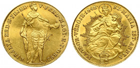 Hungary 1 Ducat 1848 Ferdinand I(1835-1848). Averse: Emperor standing. Reverse: Madonna with child. Reverse Legend: SZ. MARIA... Gold. KM 433