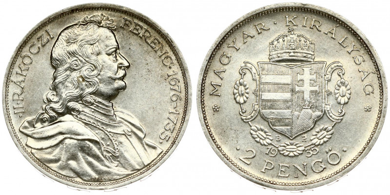 Hungary 2 Pengo 1935 Bicentennial - Death of Rakoczi Prince of Hungary and Trans...
