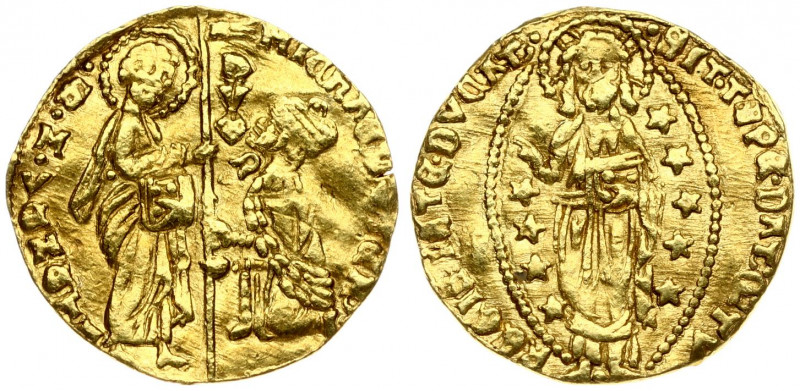 Italy Venice 1 Zecchino (1400-1413). Michele Steno (1400-1413). Averse: St. Mark...