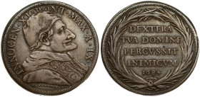 Italy PAPAL STATES 1 Piastra 1684. Innocent XI(1676-1689). Averse: Capped bust right. Lettering: INNOCEN·XI·PONT·MAX·A·IX. Reverse: Inscription in pal...