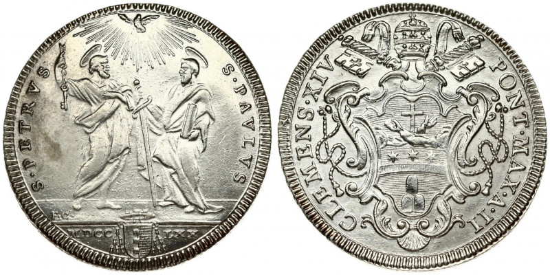 Italy PAPAL STATES 1 Testone MDCCLXX-II (1770). Clement XIV(1769-1774). Averse: ...