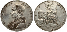 Italy PAPAL STATES 1 Scudo 1825-IIR. Leo XII(1823-1829). Averse: Bust left. Averse Legend: LEO XII PON... Reverse: Seated female in clouds holding cro...