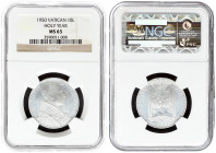 Vatican City 10 Lire 1950 Holy Year. Pius XII (1939-1958). Averse: Bust right. Reverse: Procession thru Holy Year door. Aluminum. KM 47. NGC MS 65
