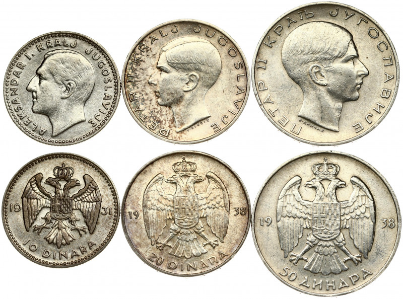 Yugoslavia 10-50 Dinara (1931-1938). Alexander I(1921 - 1934) & Peter II(1934-19...