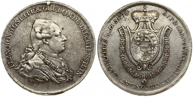 Liechtenstein 1 Thaler 1778 Franz Joseph I(1772-1781 ). Averse: Bust right. Aver...